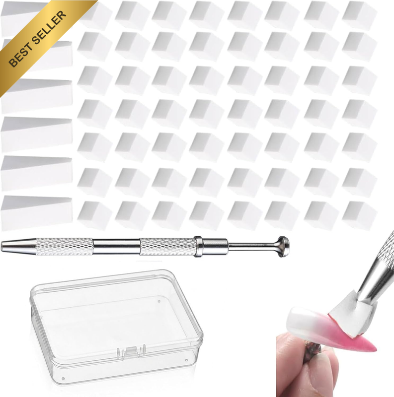 106Pcs Soft Nail Sponges for Ombre with Grabber Pen - Mini White Sponges for Gra