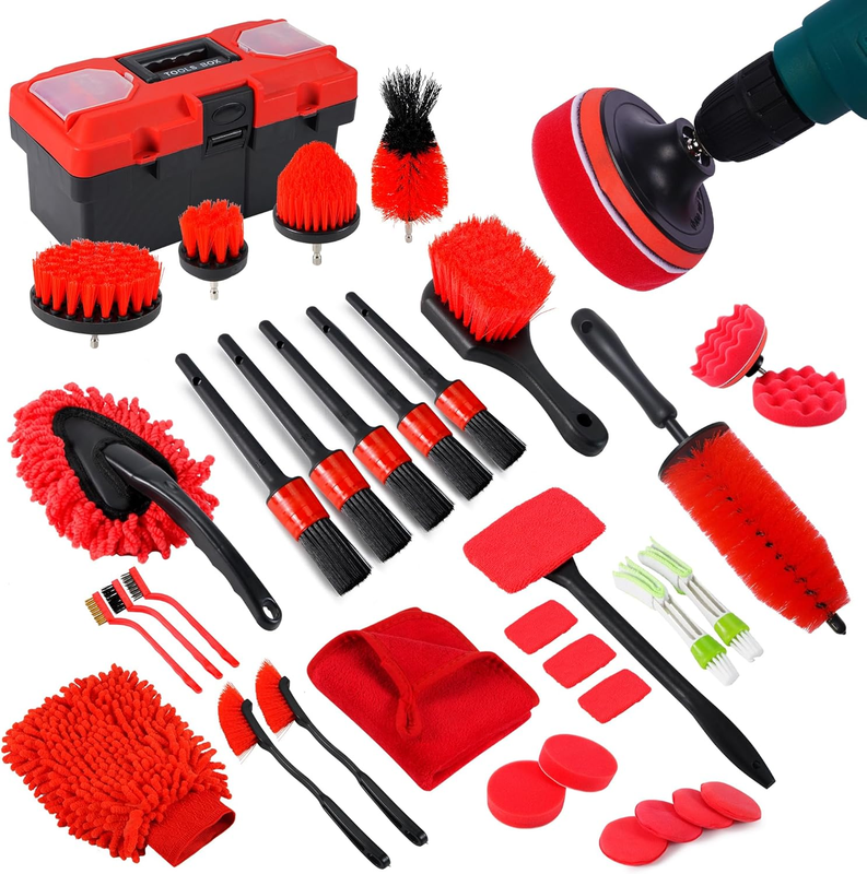 35Pc Car Detailing Kit w/ Tool Box Windshield Cleaner Interior...