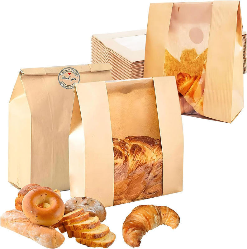 50Pcs 13.7 X 8.3 X 3.5 Inch Large Paper Bread Bags for Homemade Bread,Sourdough