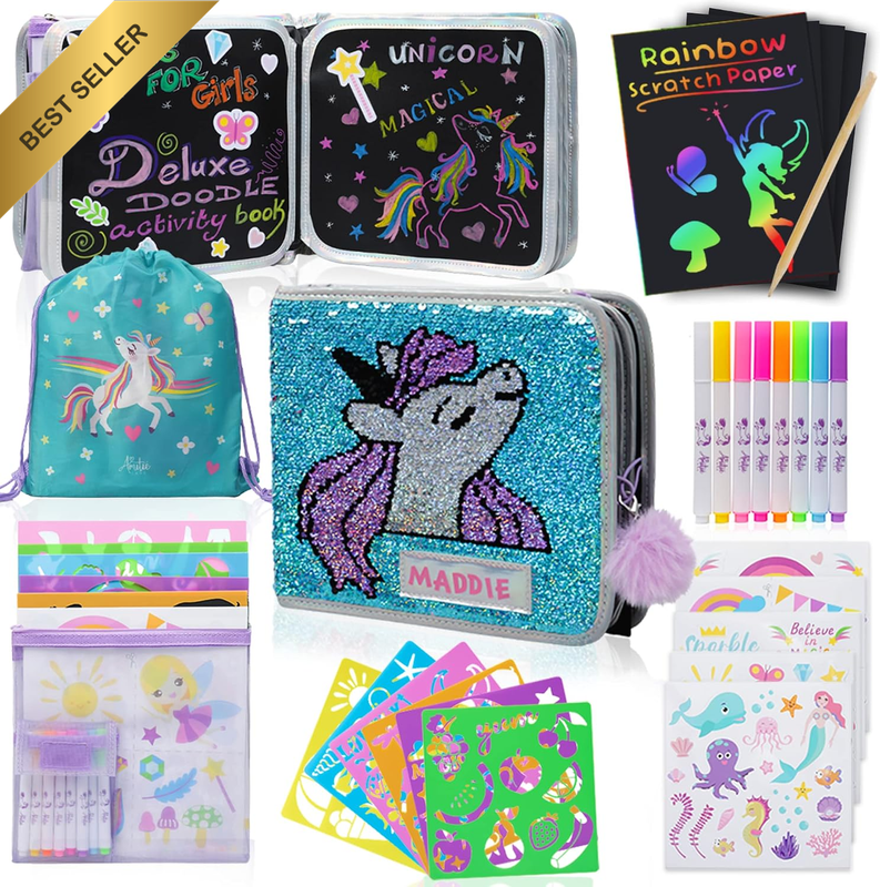 Unicorn Colouring Sets for Kids Ages 4-8, Great Travel Colouring Kit or Activity