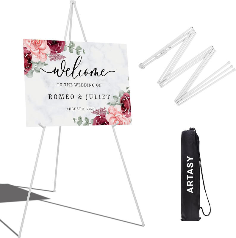 63" Easel Stand for Wedding Signs, Posters, Portable Artist Easel for Painting C