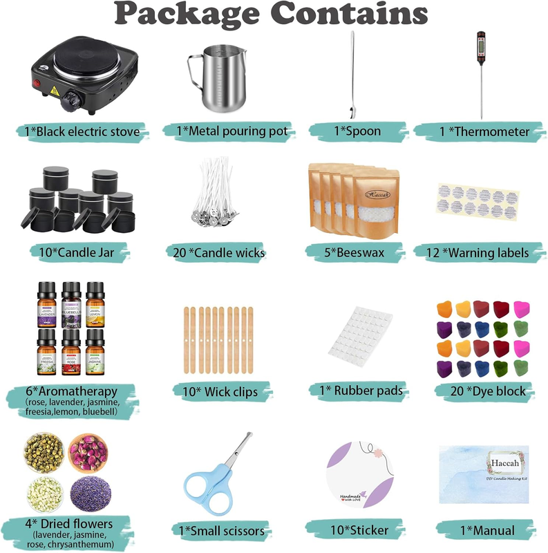 Complete Candle Making Kit with Wax Melter, Making Supplies,DIY Arts&Crafts Gift