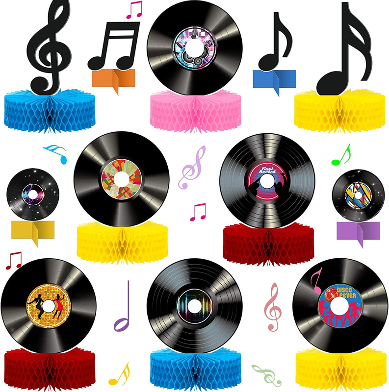 12 Pcs Vinyl Record Honeycomb Centerpieces 1950'S Party Decorations Rock and Rol