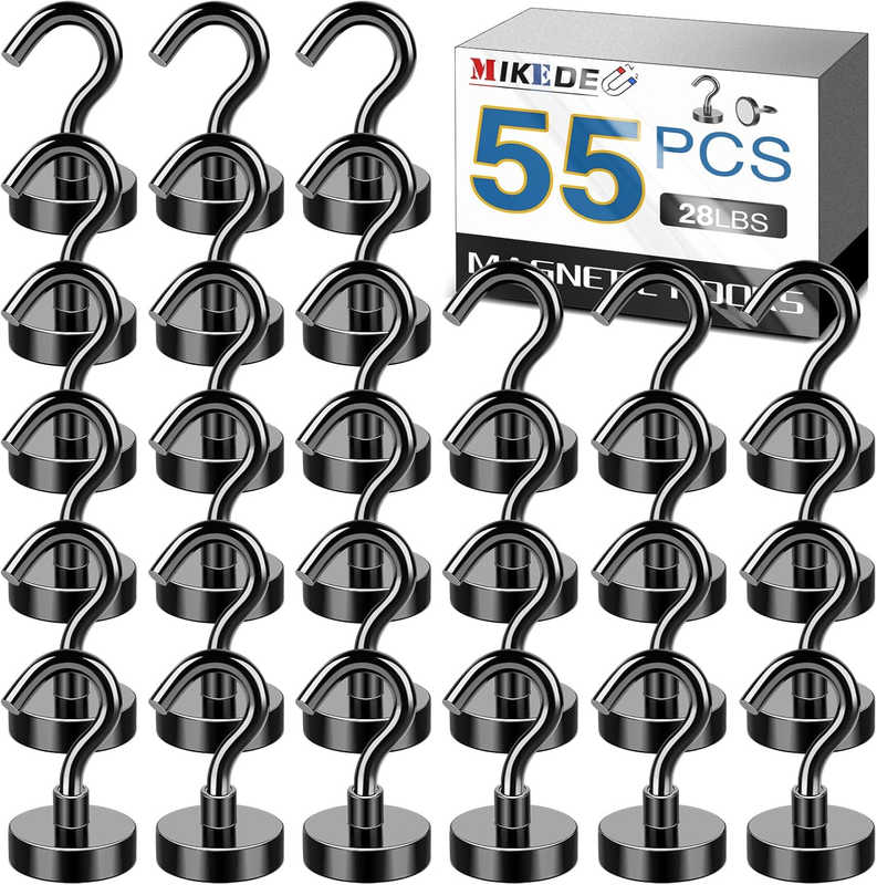 Black Magnetic Hooks, 25LB Heavy Duty Magnet Hooks for Cruise Cabins, Strong Mag