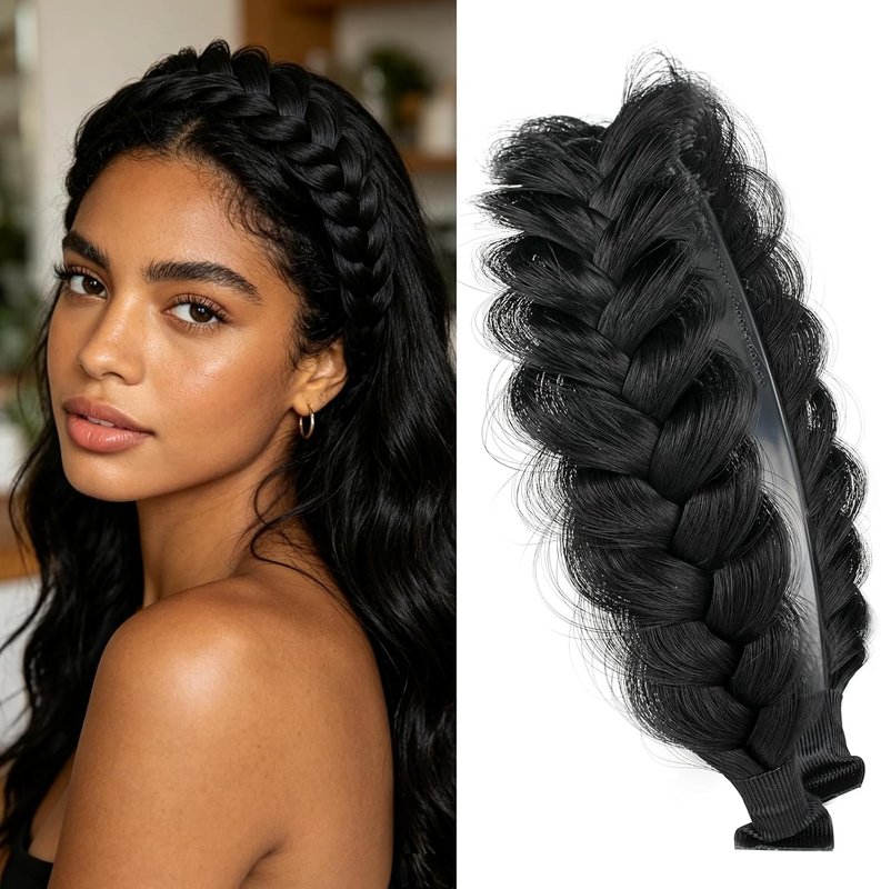 Wide Braided Headband Hoop Fashion Hair Accessories Elastic Non-Slip Band for Wo