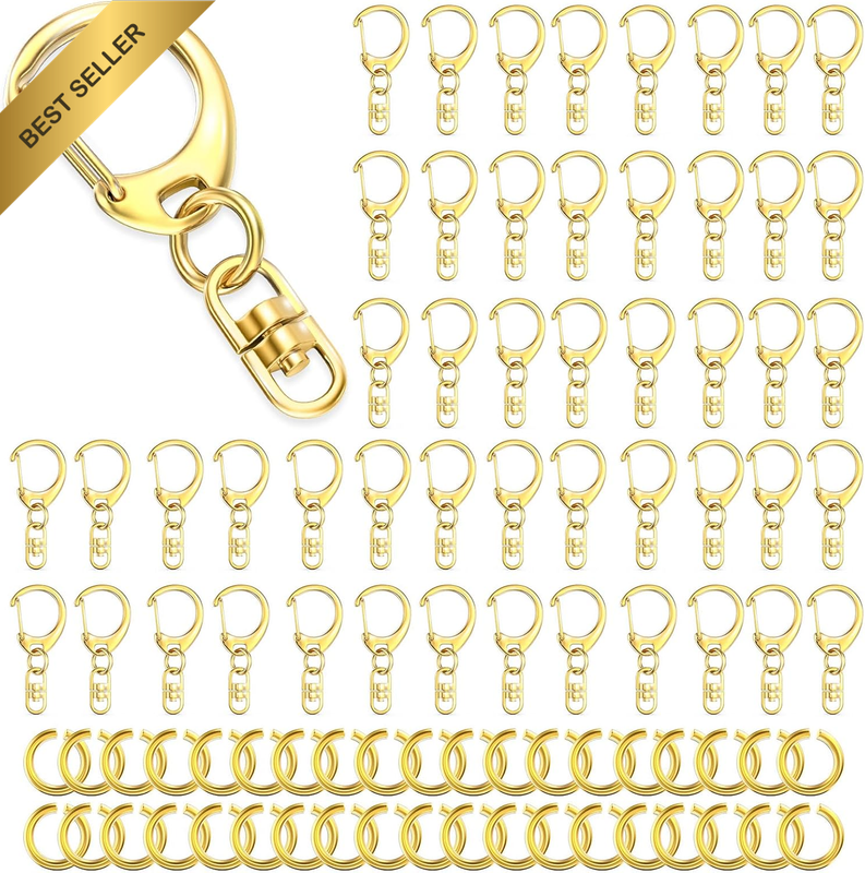 50Pcs Keychain Clip Swivel Snap Hooks,Lobster Claw Clasps Gold Key Chain Rings D