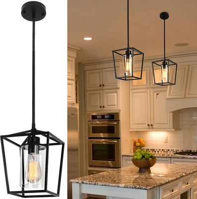 Black Pendant Light Fixture 1 Light Farmhouse Lantern Pendant Light Iron Cage Ha