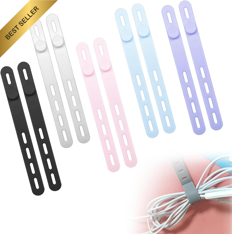 10 Pack Silicone Cable Ties Reusable Cord Organizer 13Cm Adjustable Wire Wraps f