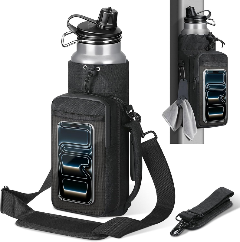 Magnetic Gym Bag, Magnetic Water Bottle Holder with Clear Phone Pouch, Built-In