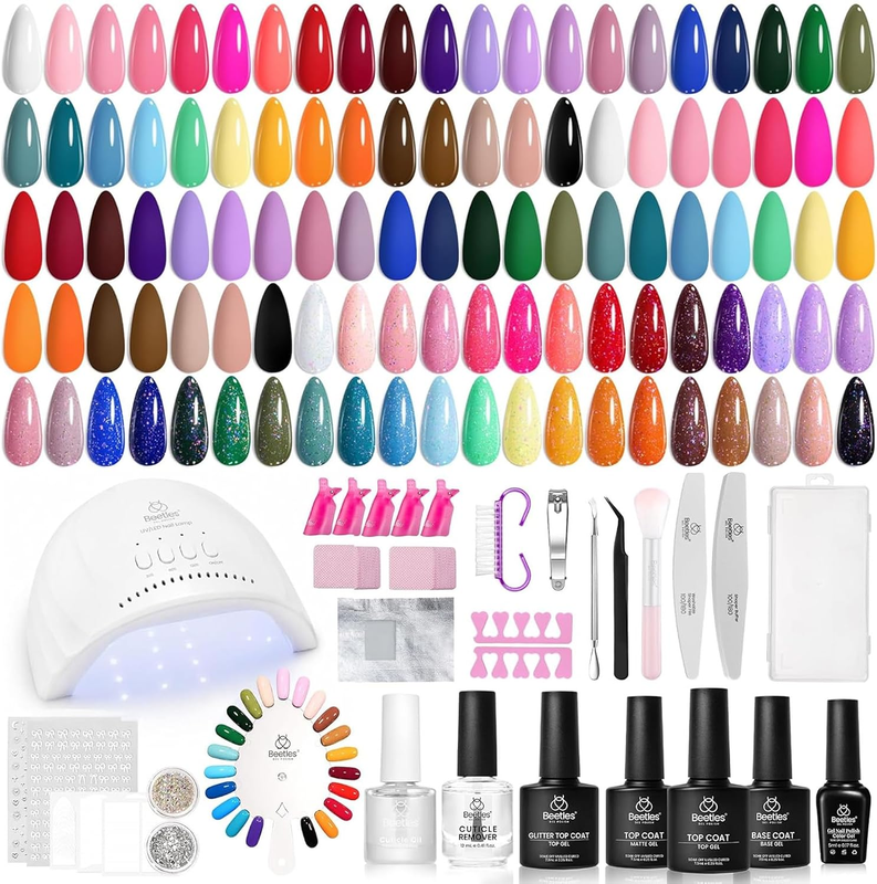 Beetles Gel Nail Kit with UV Lamp 68PCS 35 Colour Gel Polish Set
