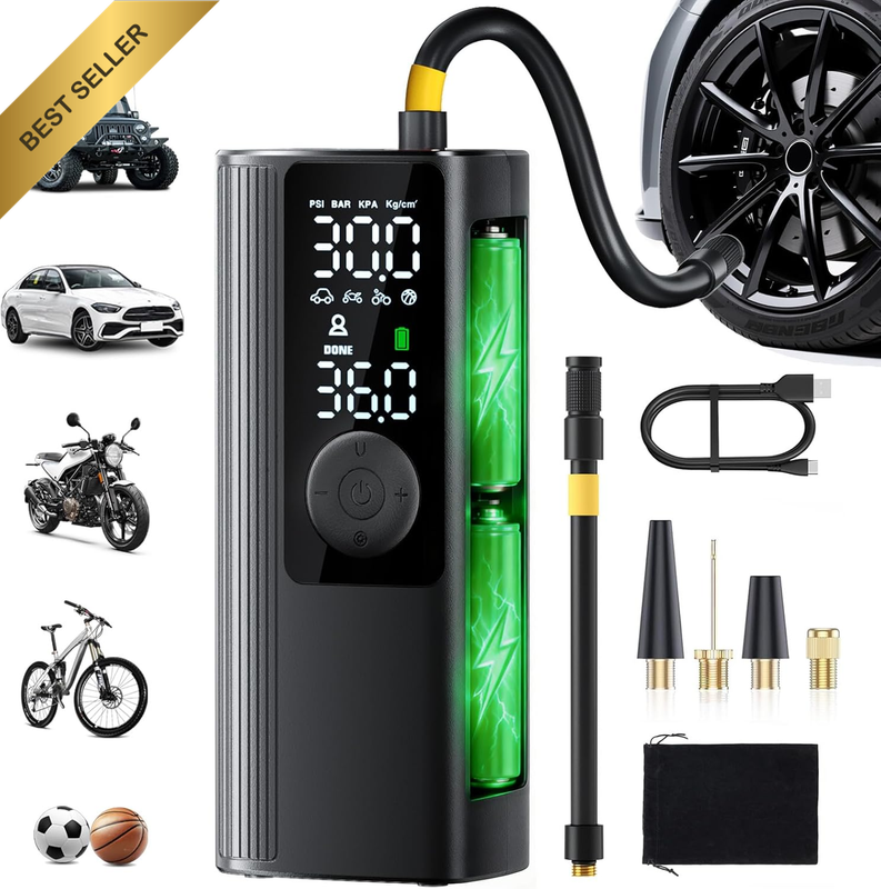 Tire Inflator Portable Air Compressor, 3X Faster Inflation Cordless Air Pump for
