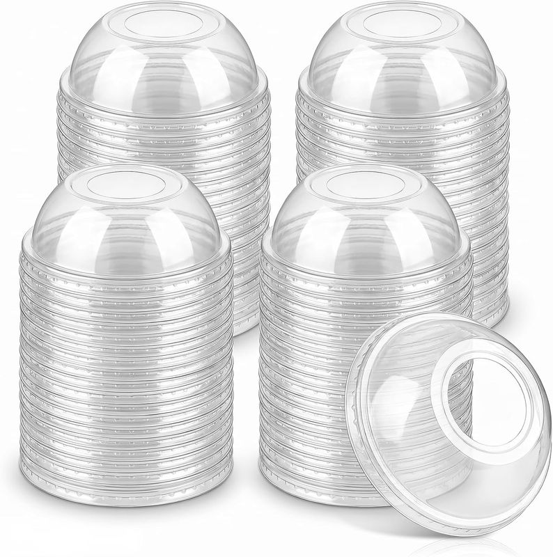 98 Mm Dome Lids Wide Hole Plastic Cold Cup Lids 100 Packs,Disposable Clear Dome