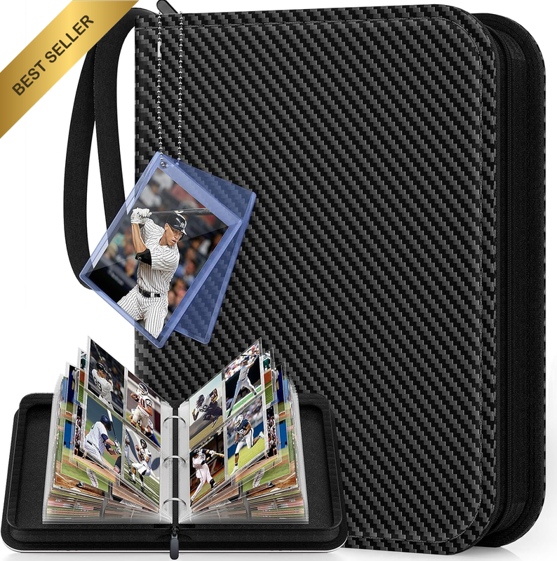 4 Pocket Trading Card Binder 400 Card Album with Detachable Sleeves Black
