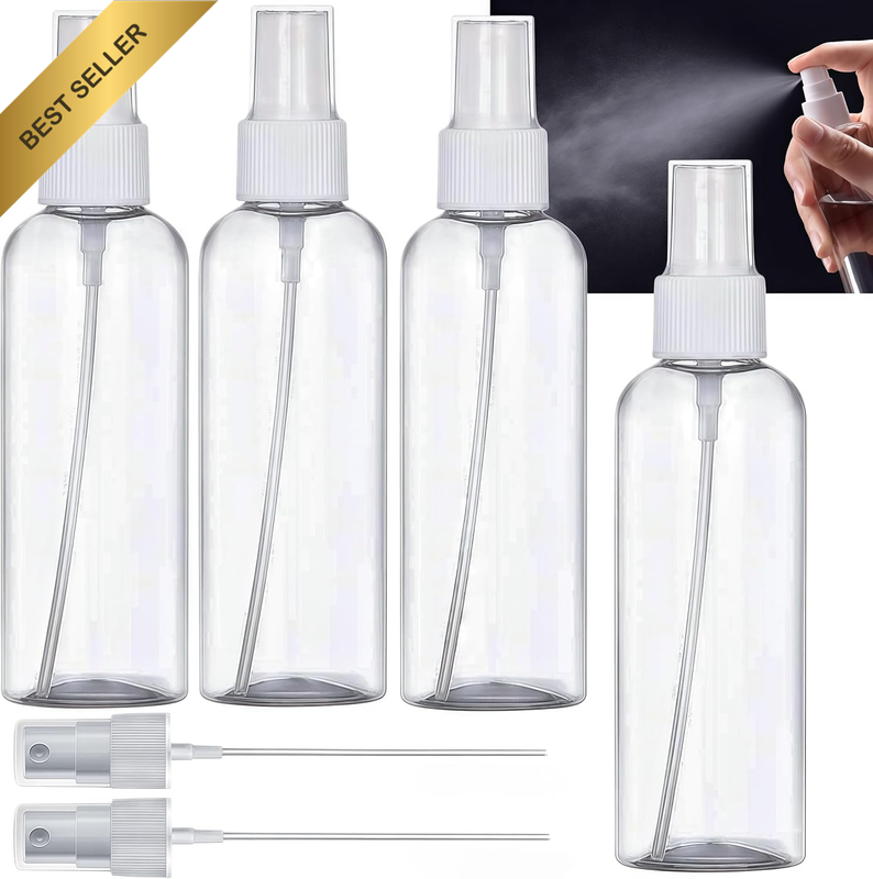 4 Pack Fine Mist Spray Bottles,100Ml Plastic Refillable Travel Spray Bottles - L