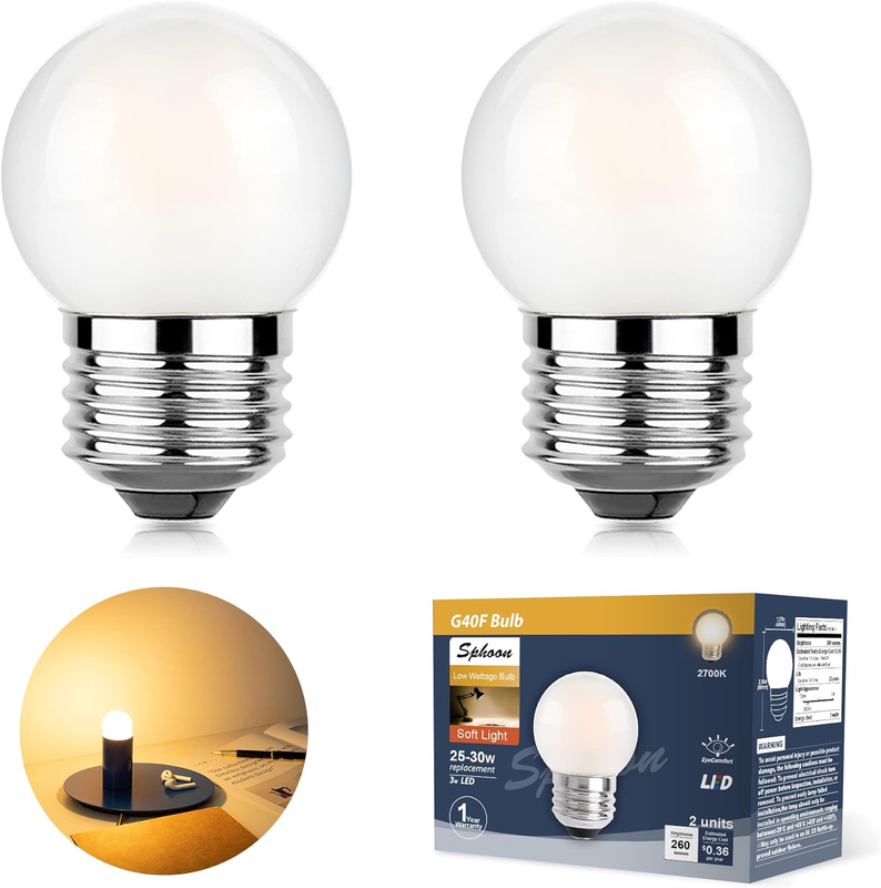 G40 Led Low Wattage Bulb 3W Equivalent 25 Watt Light Bulbs, 