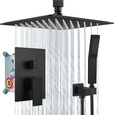 Ceiling Mount Shower System, 12 Inch Rain Shower Head with Handheld Spray High P