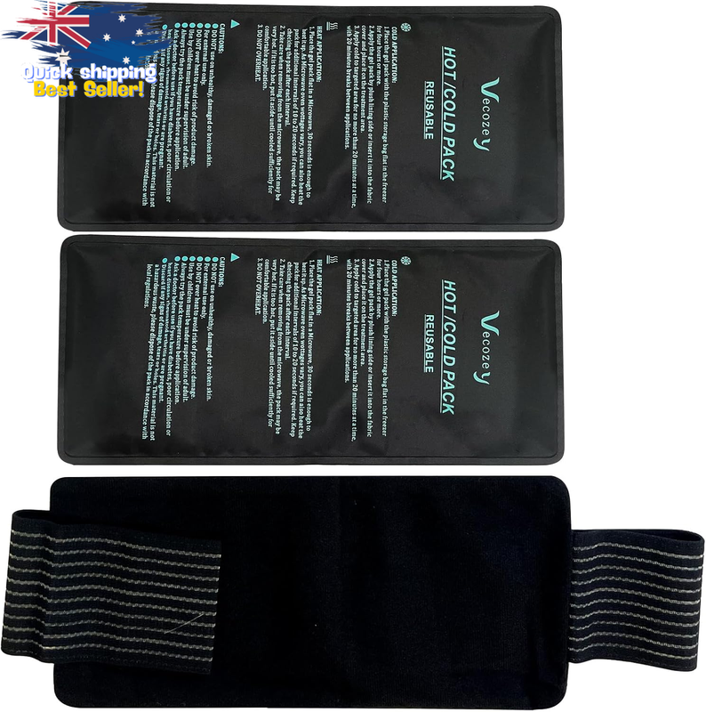 2PCS Gel Ice Packs | Hot Cold Compress Wrap | Pain Relief Knee Back 28x13cm