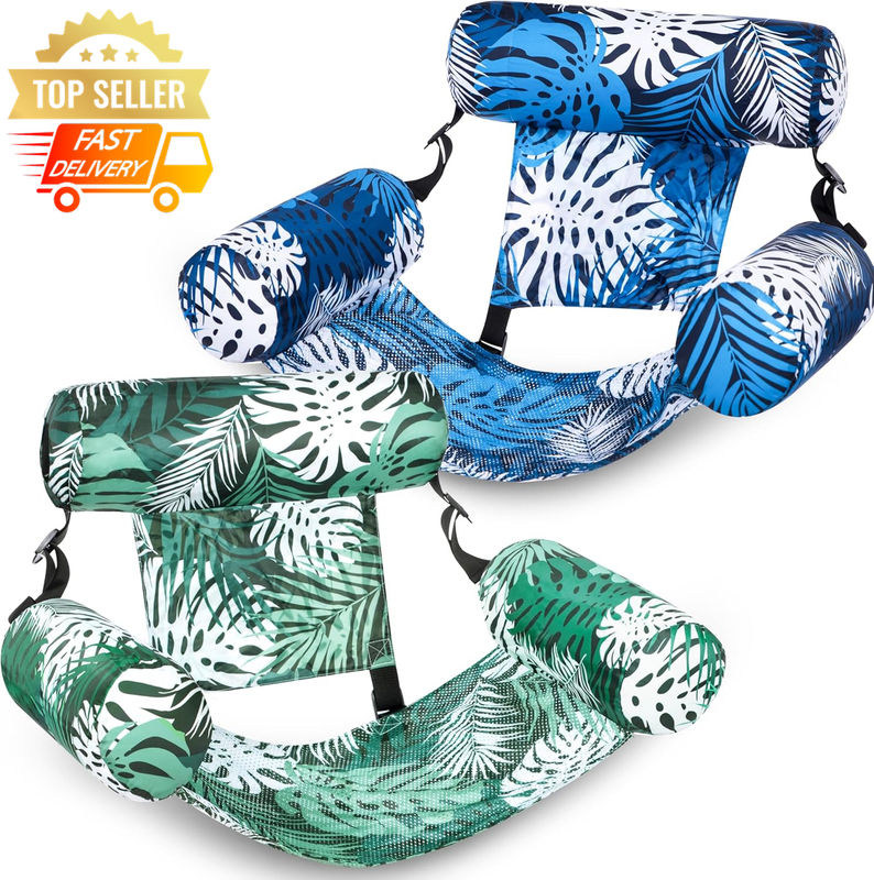 Inflatable Pool Floats 2-Pack, Heavy Duty Lounge Chairs & Noodles for Adults