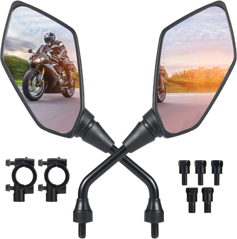 Motorcycle Mirrors, ATV Mirrors with 7/8" Handlebar Mount Compatible with Motor