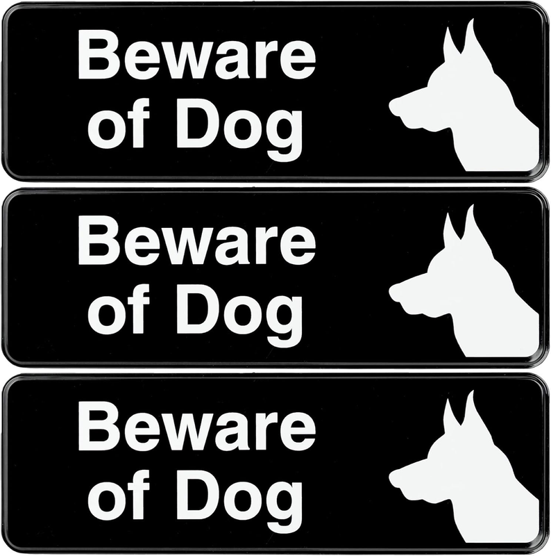 Beware of Dog Sign: Easy to Mount Informative Plastic Sign with Symbols 9X3, Pac