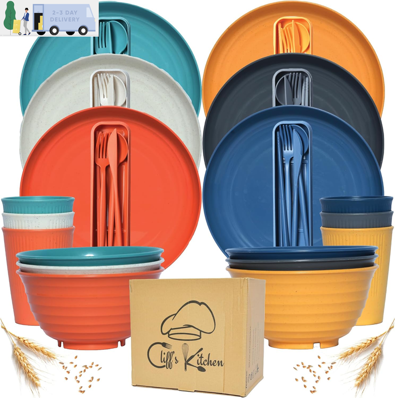 S For 6- Unbreakable Dinnerware Set With Large