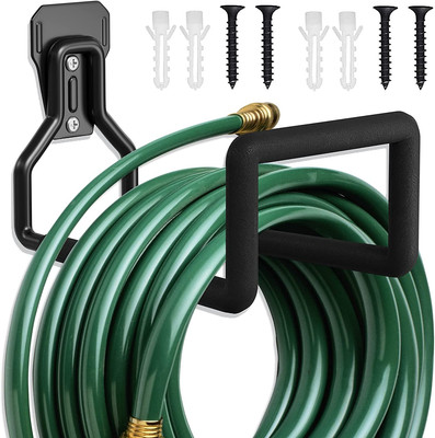 Hose Holder Wall Mount - Metal Garden Hose Holder - Heavy Duty Water Hose Holder