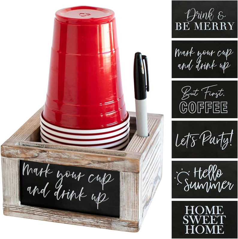 Wooden Cup Holder with Marker Slot,Disposable Cup Organiser,Wooden Coffee Shop P