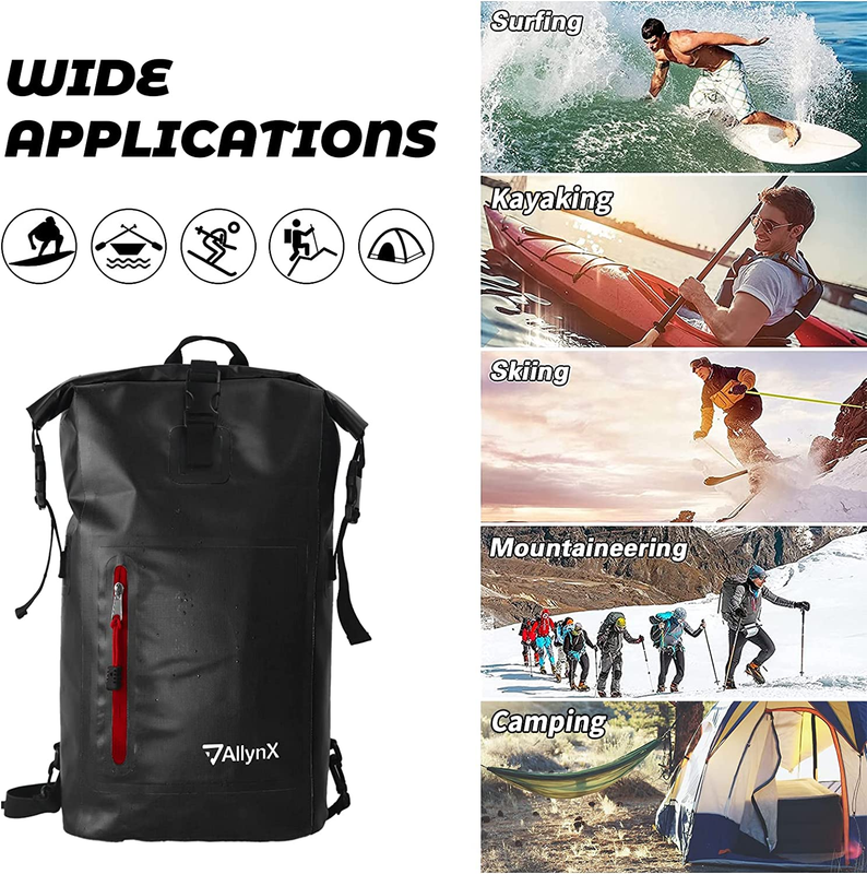 Waterproof Backpack, PVC Floating Roll Top Closure 25L Backpack for Kayaking, Bo