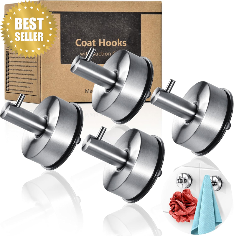Suction Cup Hooks, Heavy Duty 5Kg Stainless Steel Shower Hooks, Bathroom Towel H