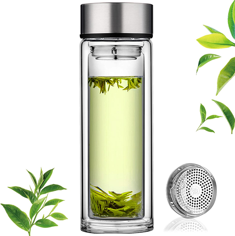 Infuser Bottle Double Wall Borosilicate Portable Travel Mug Tea Tumble