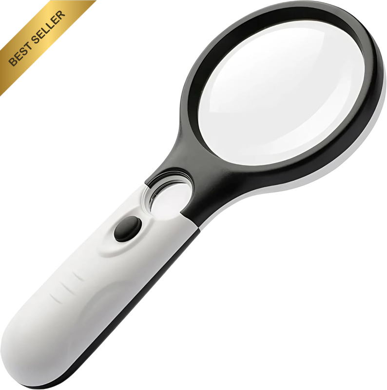 3 LED Light 45X Handheld Magnifier Reading Magnifying Glass Lens for Reading Sma