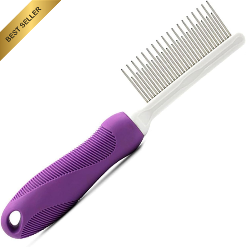 2-In-1 Stainless Steel Pet Grooming Comb, Dog & Cat Dematting Detangling Comb Re