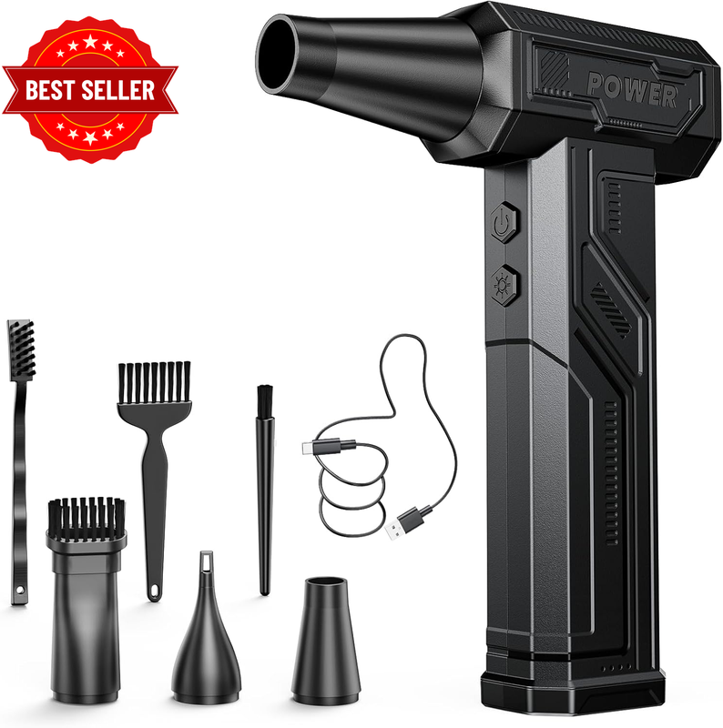 Electric Air Duster, 300000RPM 4-Gear Adjustable Compressed Air Duster with Ligh