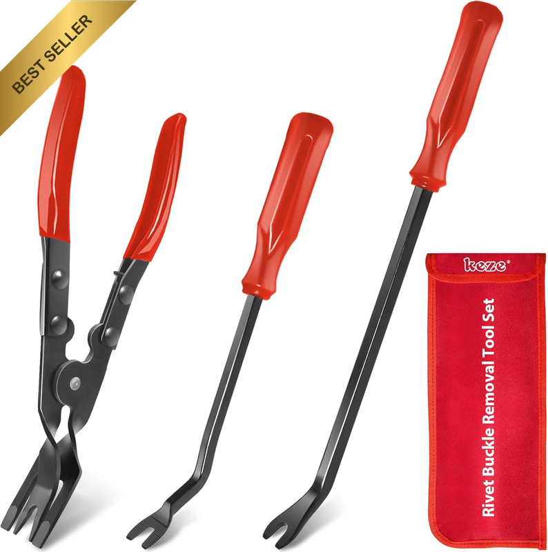 3 Pcs Auto Clip Pliers Set and Fastener Remover,Car Trim Rivet Removal Pry Tool 