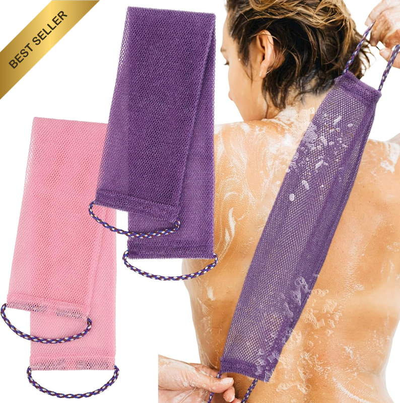 2025 Upgraded 2 PCS African Net Sponge - Authentic Exfoliating Body Scrubber wit