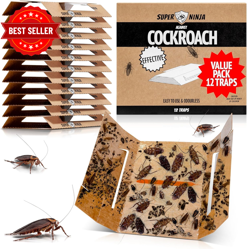 Cockroach Traps for Indoors – 12 Pack, Cockroach Control for Indoor Infestation,