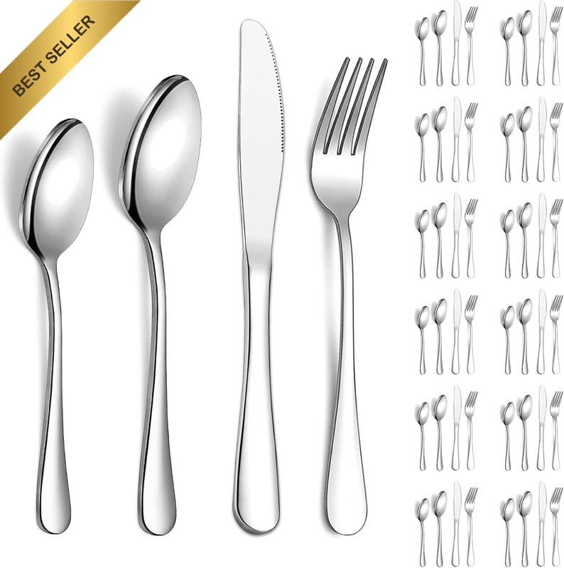 Cutlery Flatware Set 48PC Service for 12 SS Mirror Polished Dishwasher Safe