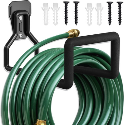 Hose Holder Wall Mount - Metal Garden Hose Holder - Heavy Duty Water Hose Holder