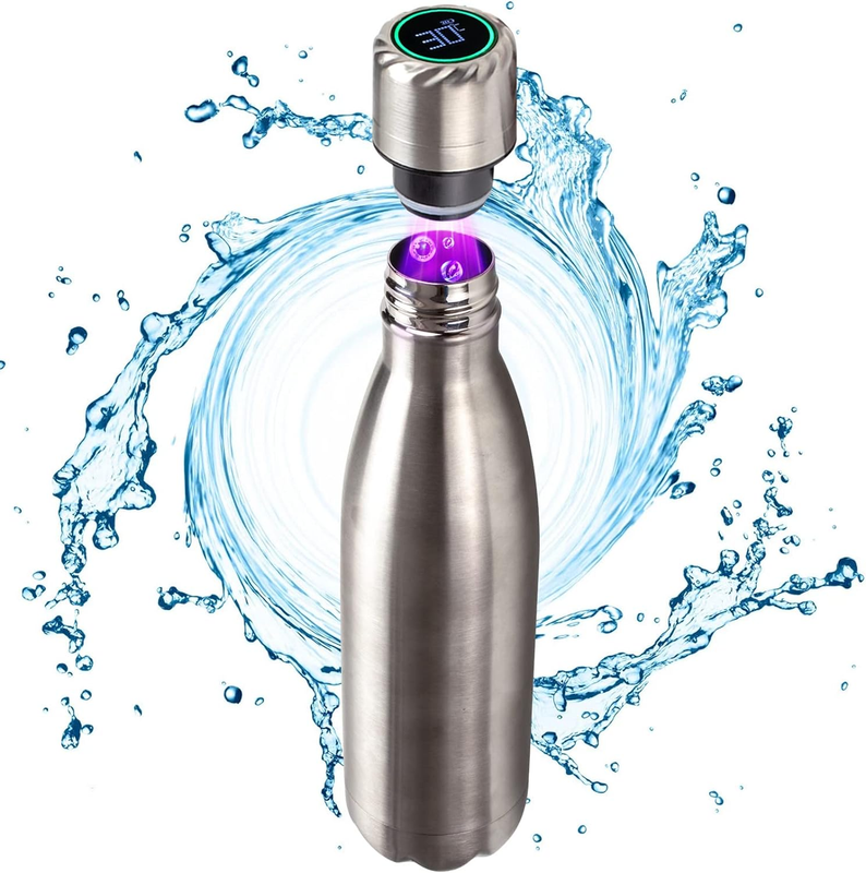 UV Self-Cleaning Water Bottle，Reusable UV Water Purifier，Rechargeable Insulated
