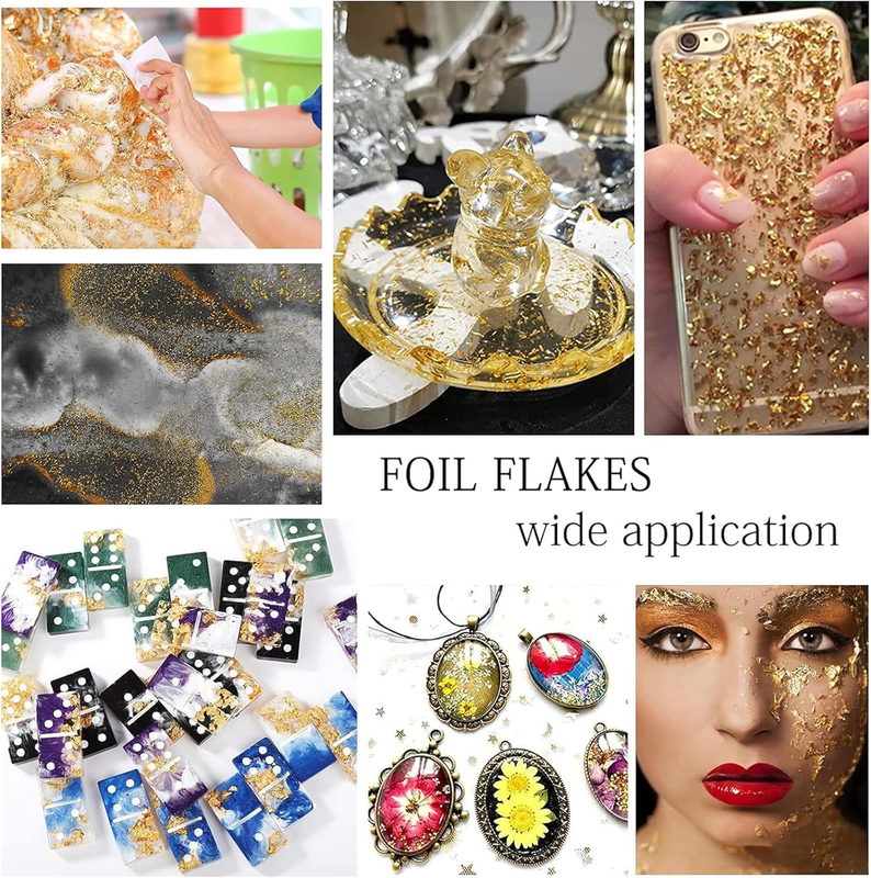 Gold Foil Flakes,30 Bottles Gilding Flakes Set,Gilding Flakes,Gold Leaf Flakes,G