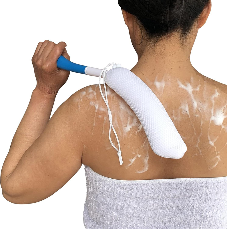 Long Handled Shower Brush, Body Washer & Bath Back Brush with Easy Reach Non-Sli