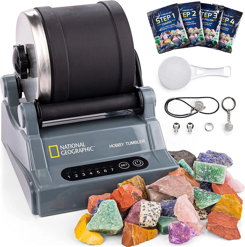 110/220V Rock Tumbler Kit DIY Electric Rock Tumbler Toy With Rough Gemstones Pol