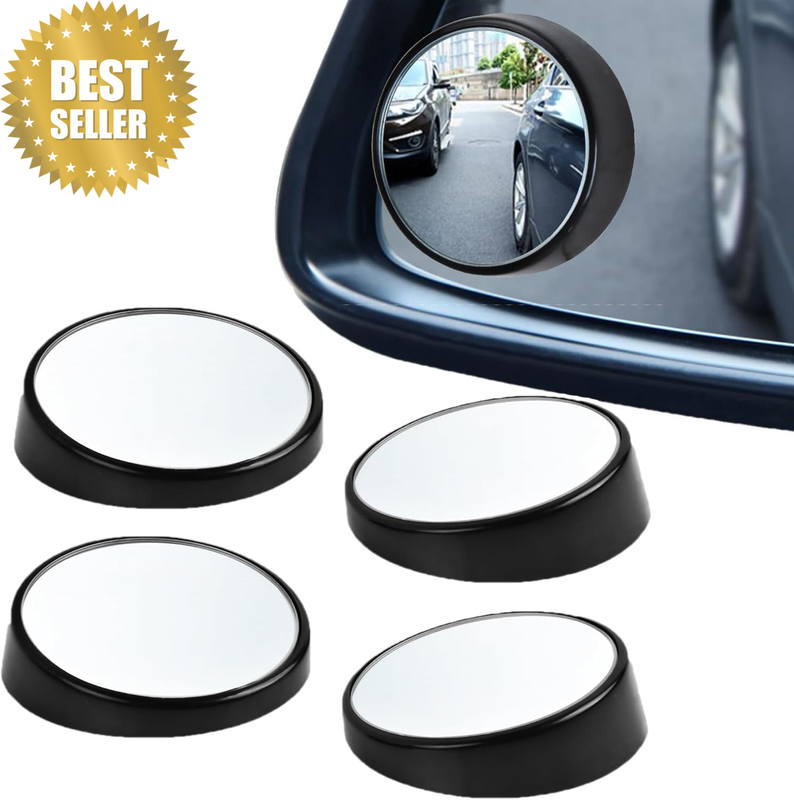 4Pack Automotive Blind Spot Mirrors, Small round Convex Adjustable 360°Rotate Wi