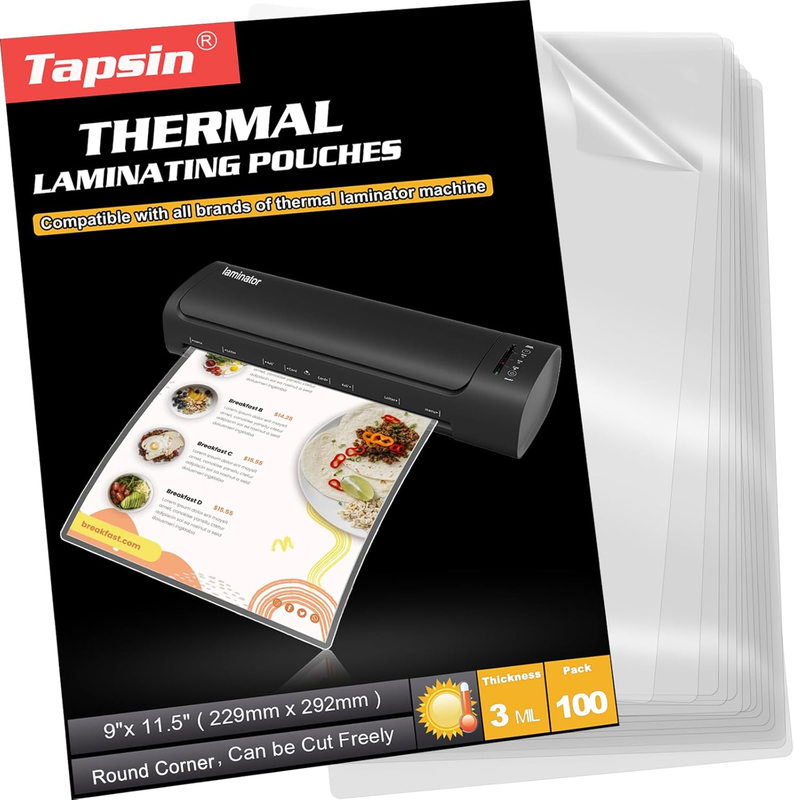 Laminating Sheets, 100 PCS 3 Mil Laminating Pouches 9 x 11.5 Thermal Laminate Sh