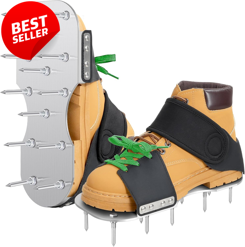Lawn Aerator Shoes Metal Base Bend Resistant Spikes Adjustable Straps - US
