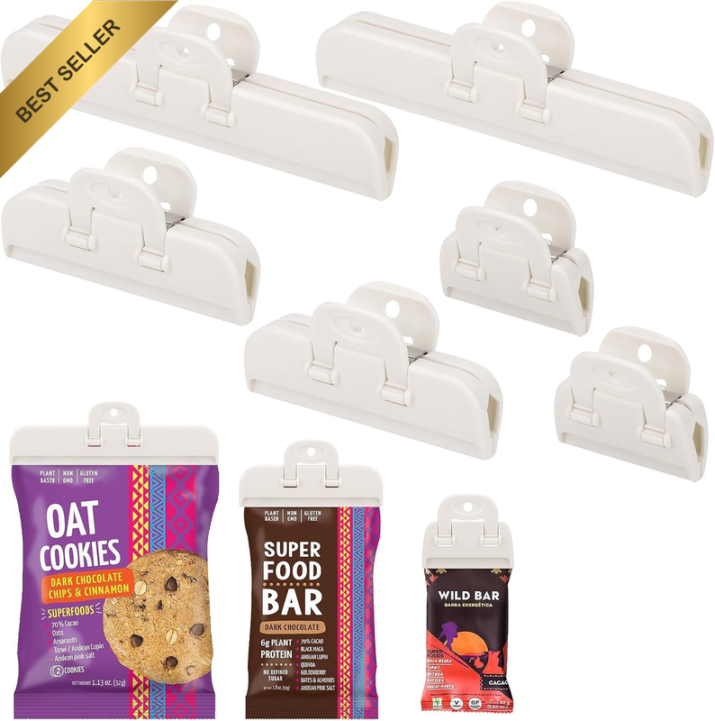 6 Pack Bag Clips for Food Storage,Hanging Chip Bag Clip,Wide Foods Snack Sealing