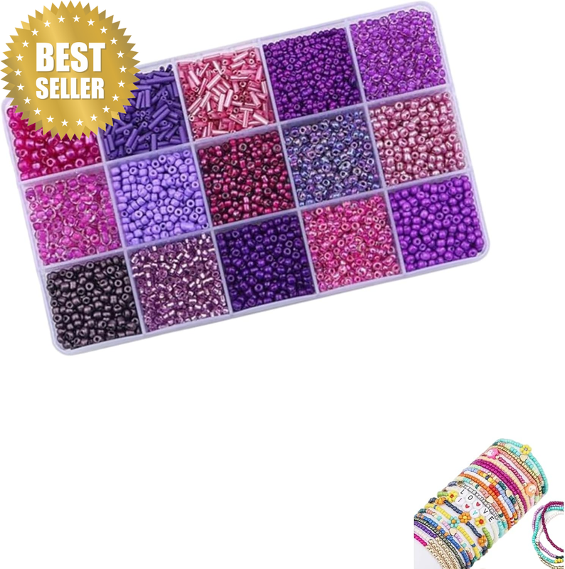 150G Purple Glass Seed Beads 15 Shapes Blend Jewelry Bracelet Making ST
