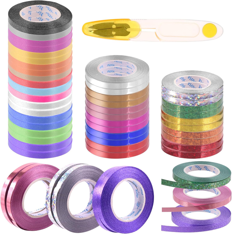 48 Rolls 17 Colors Curling Ribbon Balloon String Roll with Scissor Assortment Ki