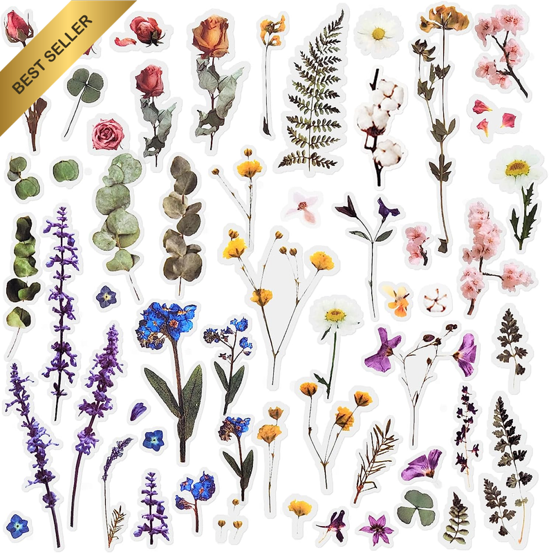12 Sheets Scrapbook Stickers Flower Stickers Decoration Sticker Planner Stickers