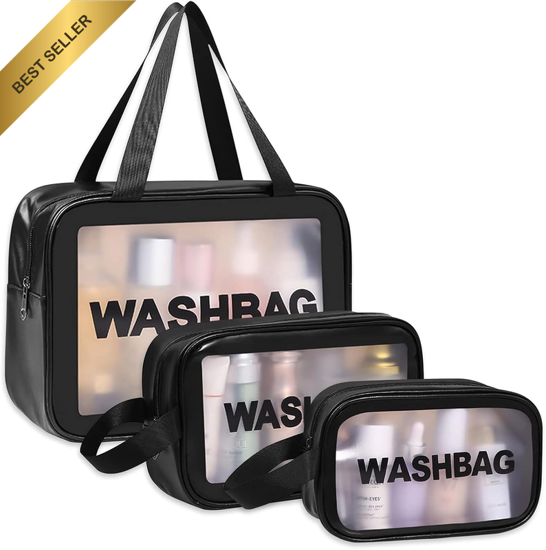 3 Packs Travel Toiletry Bags, 3 Size Matte Translucent Waterproof Shower Bag wit